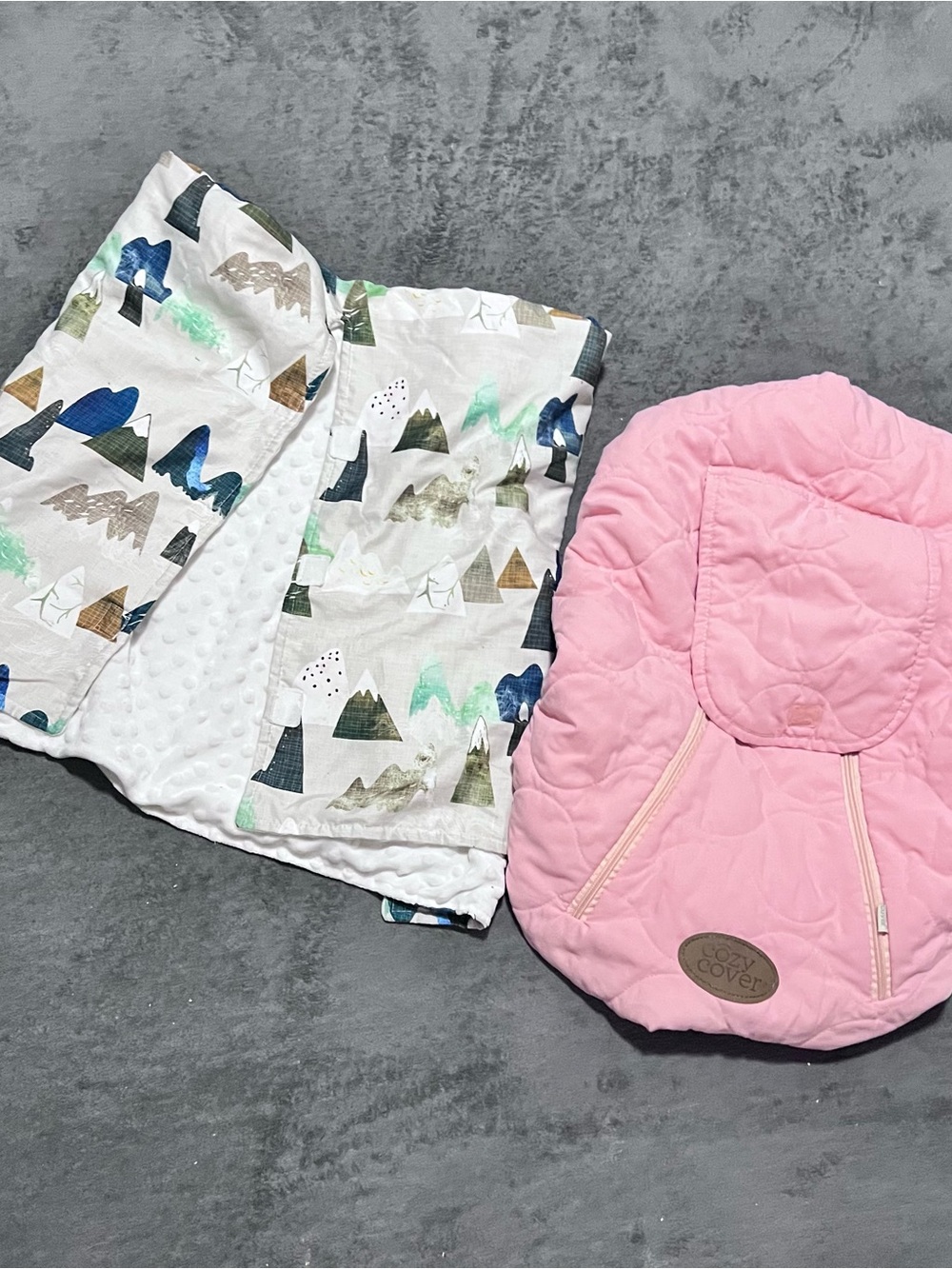 Cozy Cover & Tanofar Baby Car Seat Cover Bundle - Pink & Mountains